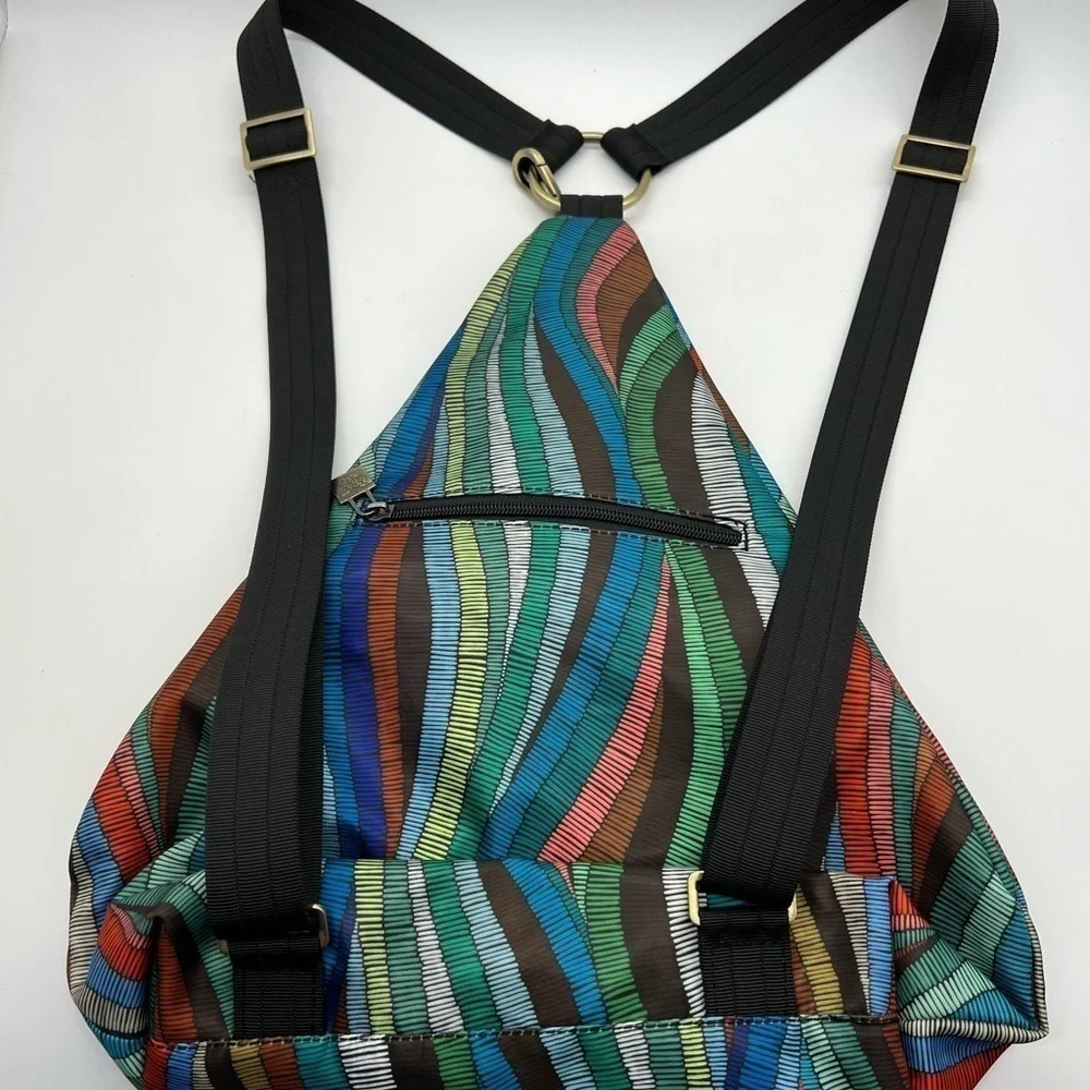 BLACK BUTTERFLY COLORFUL ABSTRACT PATTERN SMALL BACKPACK PURSE